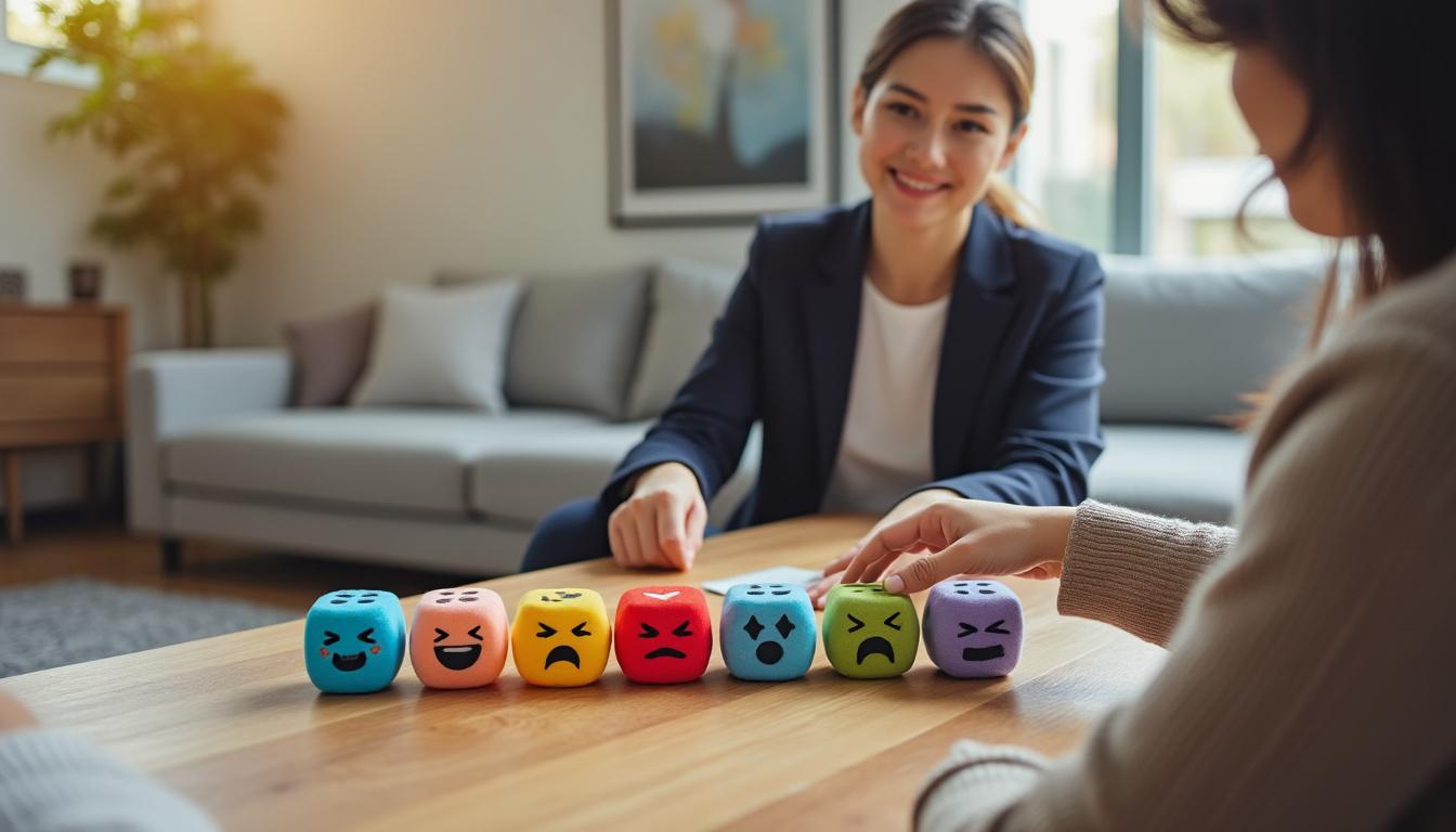 découvrez comment utiliser des dés des émotions pour enrichir votre pratique thérapeutique et favoriser une meilleure compréhension émotionnelle chez vos patients.