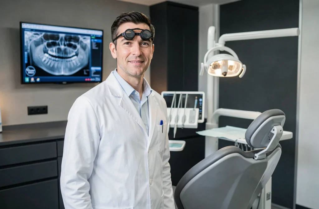 Dr Alexandre Rolland dans la salle de soins du Centre Dentaire Bordeaux Mériadeck